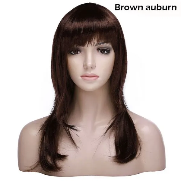 S Noilite 20 인치 긴 스트레이트 가발 Bangs 합성 여성 머리 가발 블랙 브라운 어 번 여성 가발 파티 코스 01 20 Inches_02 United States 02 Brown Auburn