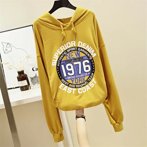 가녀린 후드 올가을 새 여장 루즈 헤짐 상의 긴팔 나태