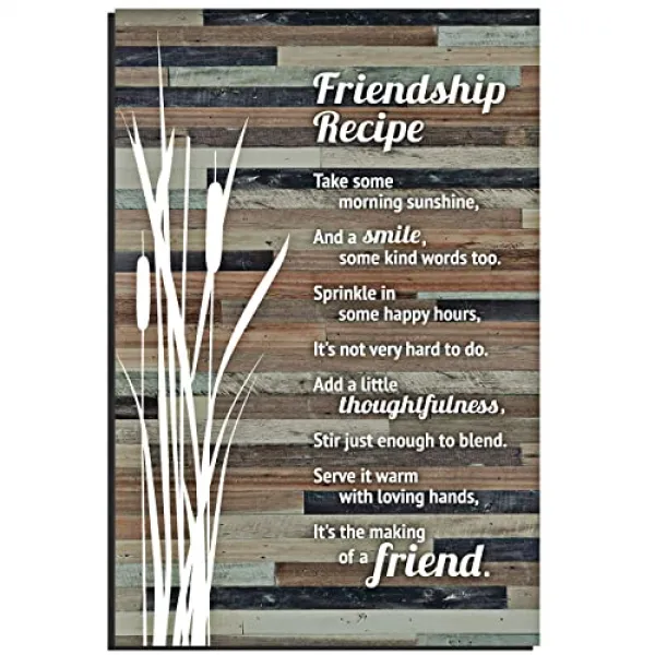 NMT Lela Ollie Friends 우드 플라크 영감을주는 인용문 (6 x 9 인치)-이젤과 걸이 후크 우정 레시피 사려 깊은 말이있는 - P071507D6BP4Y31, 기본