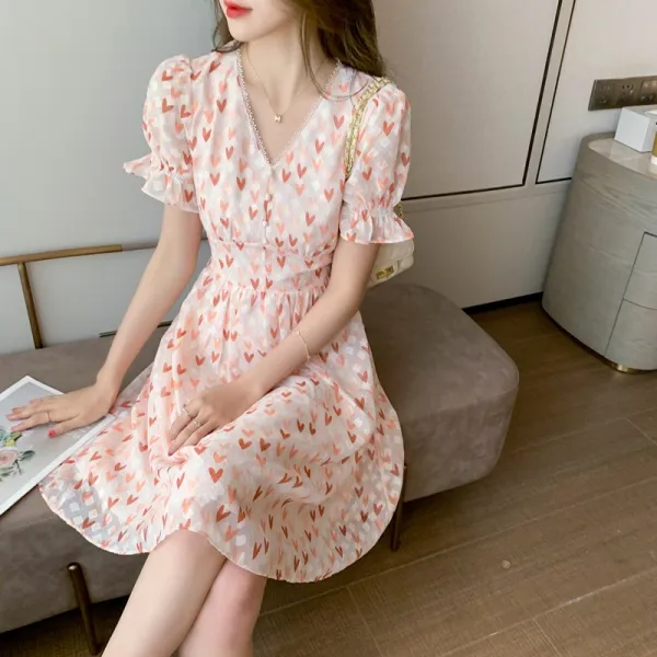구월애 스커트 스위트 여성의류 페미닌 허리보정 미디롱 사랑하트 브이넥원피스 A