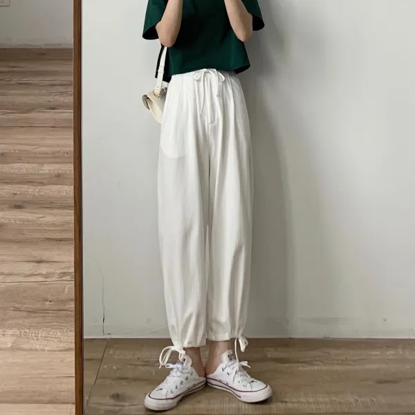 스트랩 한참이나 혼란 바지 운동 무드 캐주얼바지 얇다 여름 입기 좋은 컴포트 배기 와이드 루즈핏 슬림핏 수구 츄리닝바지