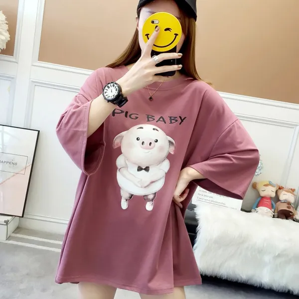 SIMKUNG 심쿵패션 빅사이즈 오버핏 데일리 캐릭터 루즈핏 티셔츠