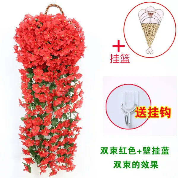 라탄 등나무 모조 제비꽃 가짜 벽걸이 샹들리에 블루 실내 거실 벽면 웨딩 조란 플라스틱 빅 빔 레드 2빔 걸이를선물 블루