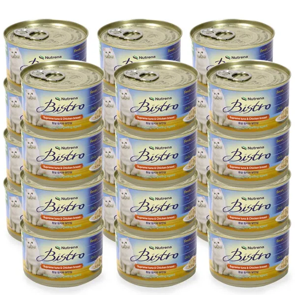비스트로 고양이용 흰살참치와 닭안심 캔, 24개입, 160g