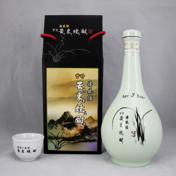 양반 안동소주 3년산 전통주 호리병백자 45도 400ml 잔1, 1개