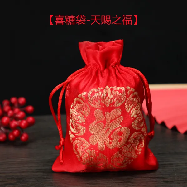 차이나 웨딩 답례했다 토트 사포 기쁘다 설탕 봉지 드로스트링 예봉투 캔디 포장 선물 주머니 중간사이즈 20 개입 결혼 축하 사탕 봉지 천복