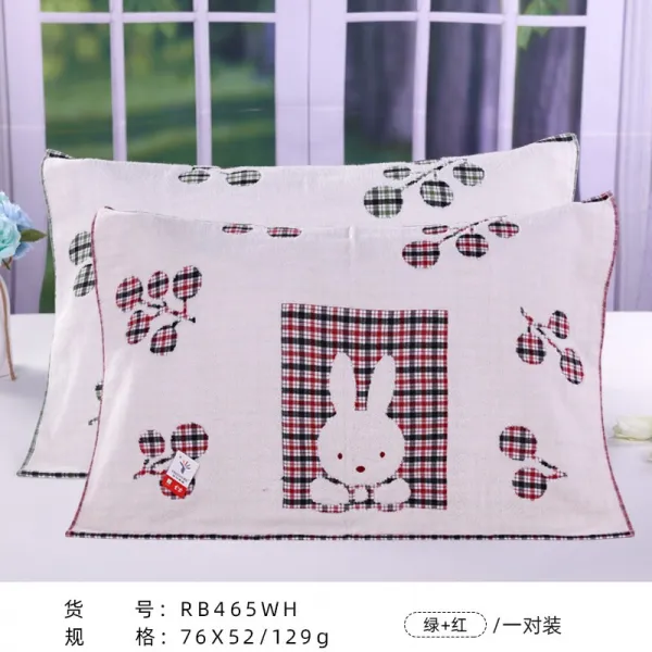 금으로 만든 나팔 순면 코튼 무념하다 더블레이어 애니메이션 싱글 베갯잇 한쌍 포장 커플 베개 소프트 개울물 배기, 레드 그린 한쌍