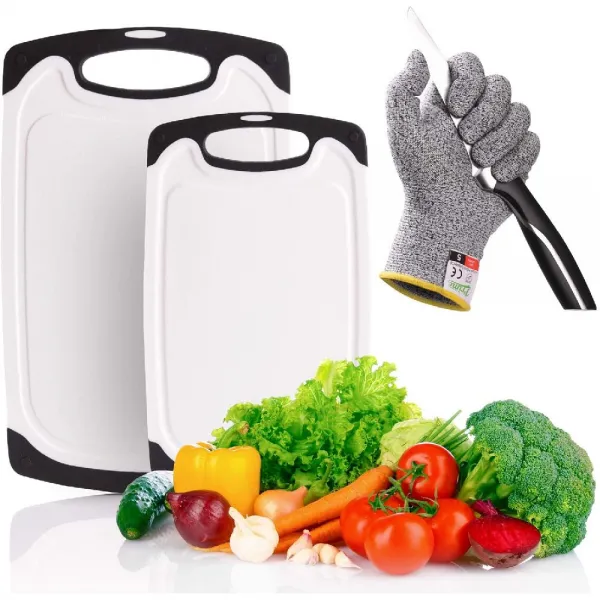 My Prime Kitchen 보너스 컷 내성 장갑과 도마 세트를 국무 주방 플라스틱. 도마 Bpa 프리 깊은 주스 그루 상세페이지참조