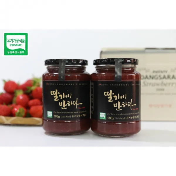 땅사랑 수제 유기농잼 딸기에 반하다, 2개, 580g