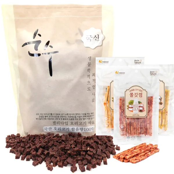 순수 오리고기 사료 1kg(200gX5개) 진짜잘먹는사료 +쫄깃껌증정!, 오리