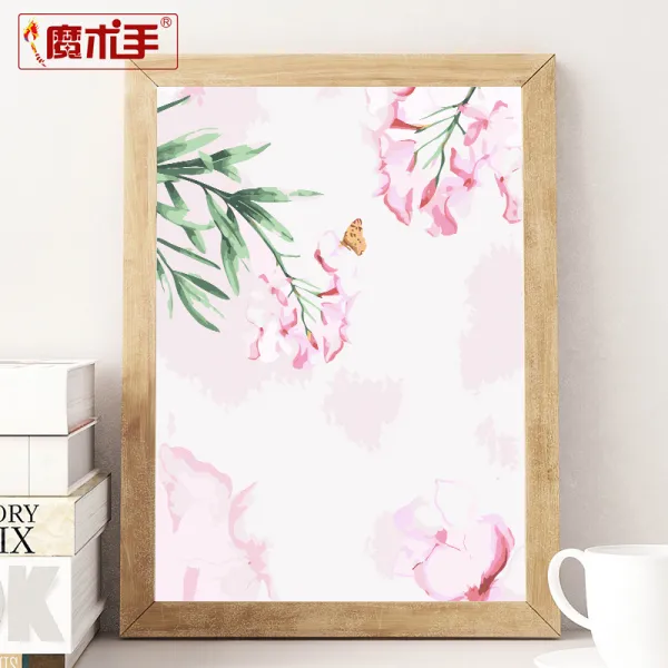 DIY 숫자 유화 3련 블록 거실 캐릭터애니메이션 북유럽 핸드페인팅 유채색 채우기 포인트그림, 핑크 플라밍고 꽃 4채색 두꺼운 충분 안료 화필