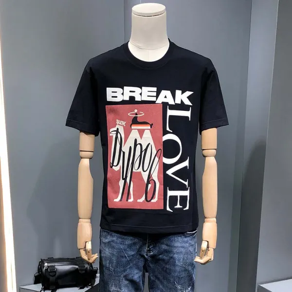레니몰 묵계 선생님 여름 드랜드 순면 코튼 반팔맨 스타일리시 개성 티셔츠 트렌드