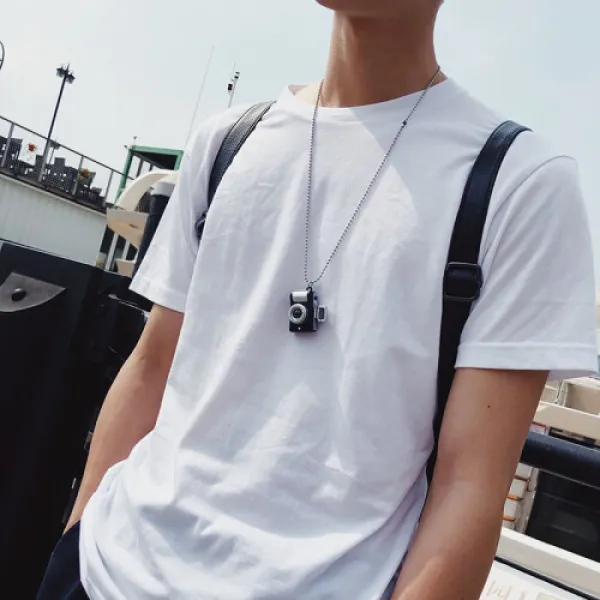 오리지널 힙합 카메라 목걸이 남녀의 아이디어 모방하다 모방하다 단역 펜던트 학생 액세서리 목걸이 여(8)