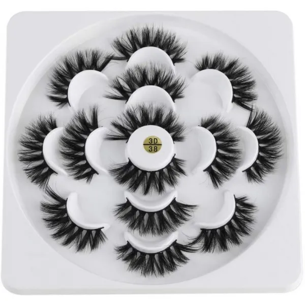 Misups 7 짝 여자 부드러운 가짜 눈 속눈썹 자연 속눈썹 전체 볼륨 3d 밍크 머리 거짓 속눈썹 묶은 솜 털 1