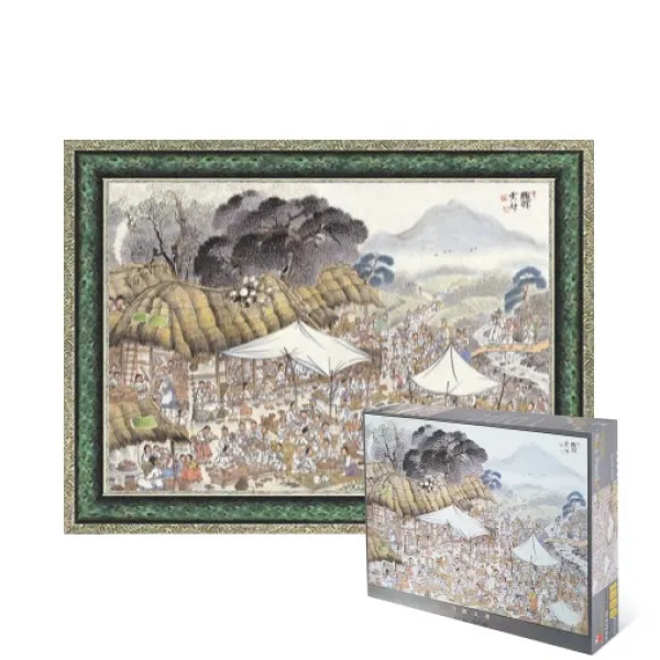 퍼즐피플 주막풍경 1000피스 동양화 풍경 직소퍼즐, 액자포함(엔틱그린), 1000p