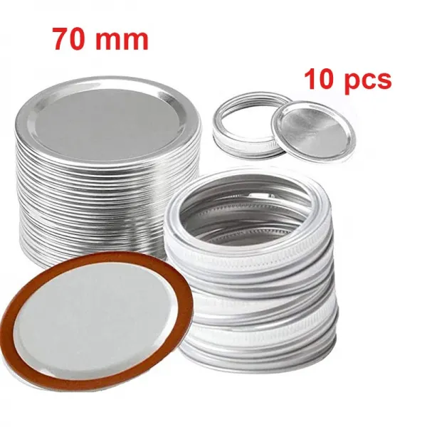 트레디스 깡통 10개 메이슨 덮개 넙치 철표 입 70MM 실버 둥근환 뚜껑 편 말