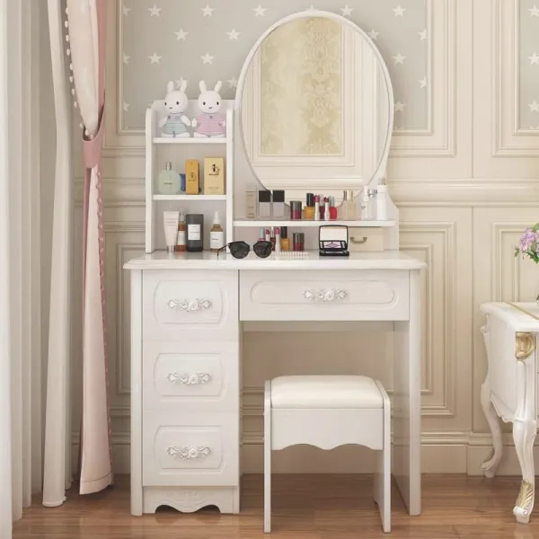 유러피안 침실 제인 오 숏 럭셔리 의식 가볍게 사치한 극히 간소함 스몰자 책상테이블 일체 콤비네이션 모바일, 조립 821 진주 화이트 （잠금이 없다 ）