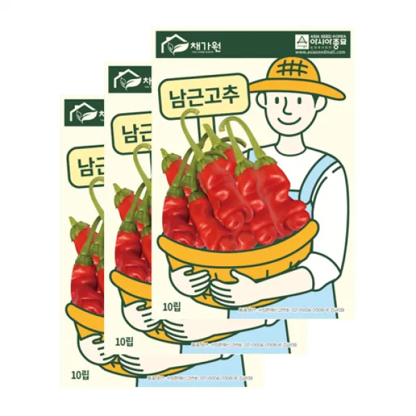 아시아종묘 고추씨앗종자 강근09고추 피터고추 남근고추 10립x3 
