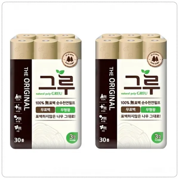 삼정펄프 그루 갈색화장지 30롤 2팩, 2팩, 30롤