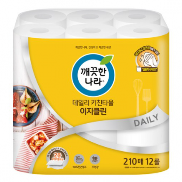 깨끗한나라 데일리 키친타올 이지클린, 210개입, 12개