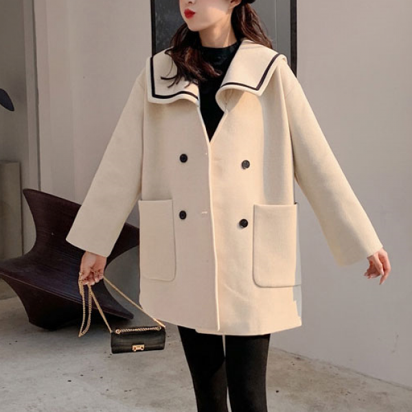 마마퀸 여성빅사이즈 세일러카라 빅포켓 벌룬자켓코트 9M11231114004 빅사이즈겨울코트