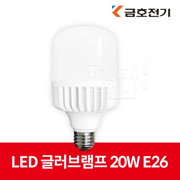 금호전기 번개표 LED 보안등 글러브램프 20W E26, 주광색, 1개