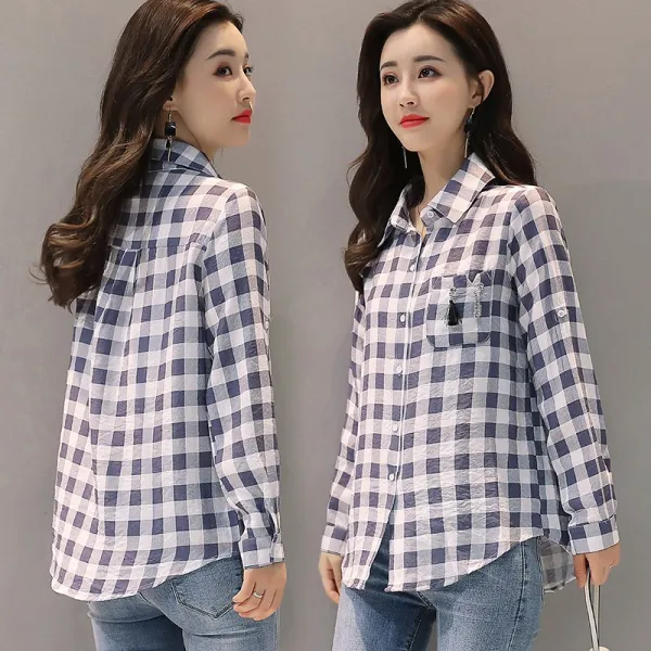 년 봄 셔츠 체크 캐주얼 심플룩