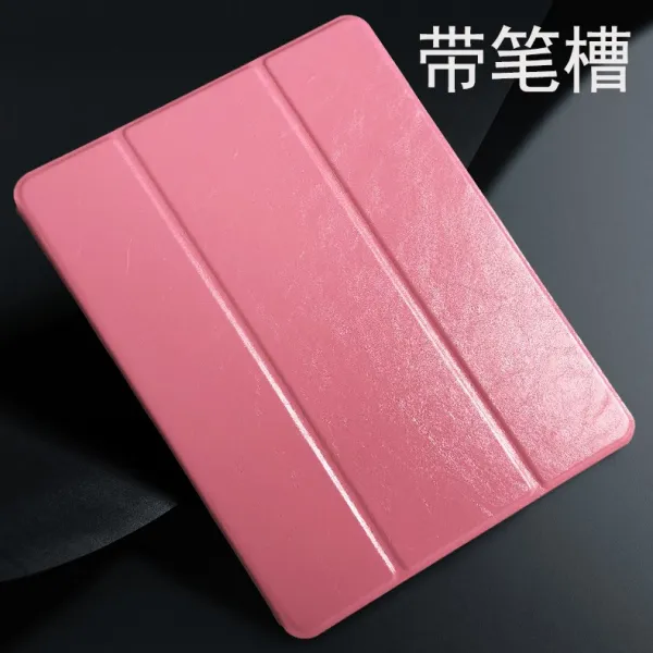 곡절 인치 있음 슬롯이다 IPAD7 일곱째 7TH대 껍데기 있다 홀더 솔리드 무지 A2197 심플 단색 가죽 커버, 극세사 가죽 핑크  퍼플 막