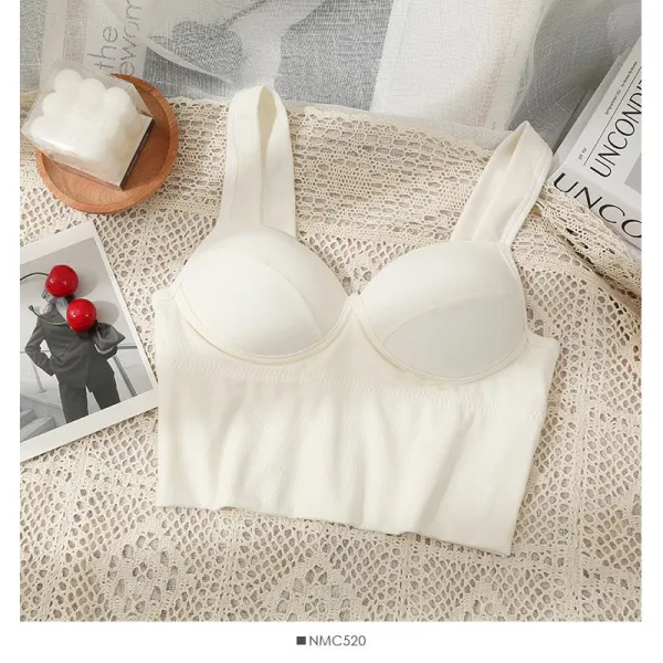 미등 슬림한 벨트 브래지어 모여들다 일체컵 가슴싸개 여자 2022 여름옷 튜브 없는 작은 가슴 큰 벨트 조끼