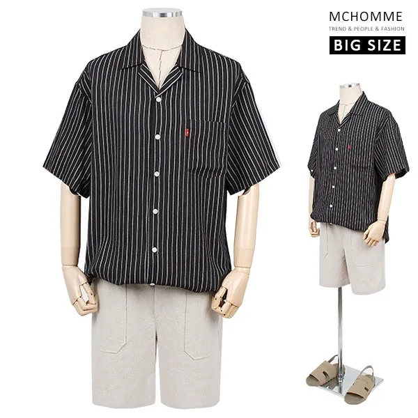 엠씨옴므 엠씨옴므 빅사이즈 오버핏 레인 스트라이프 남방 셔츠 ~3xl Mo19s09_b