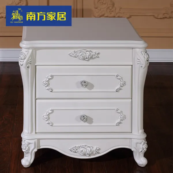 DIPYLON 협탁 창고정리현물남측가구 유럽식침대 캐비닛목질식전원조각화수납침대 캐비닛, 더블 펌웨어 침대 머릿장 1개/모조흰색