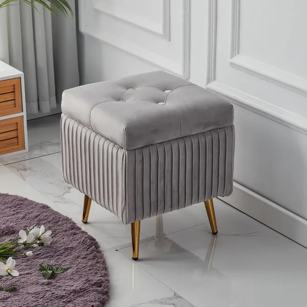 수납벤치 현관 신발 의자 붙박이 벨벳 벤치 골드 쇼파 풋스툴 침대 발 밑 정리함 물결무늬 40x40x45cm 컬러 비고