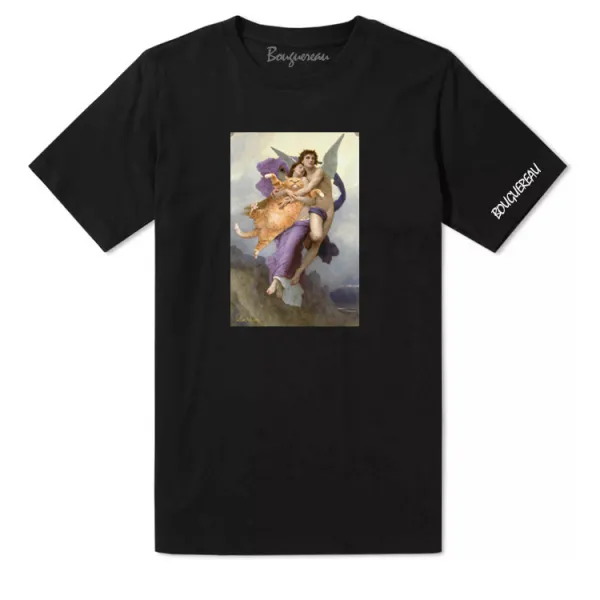 다이써마트 반팔티셔츠디자인 오리지널제작 예술가 BOUGUEREAU 부그로 고양이 유화 난입했다 명화그림 남성 타입 t셔츠