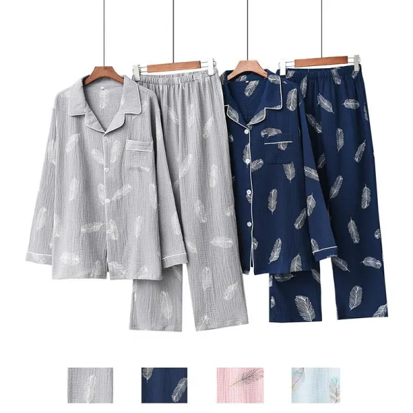 빅피플 가을겨울 긴팔 잠옷 Sb271 홈웨어 커플 세트 순면잠옷