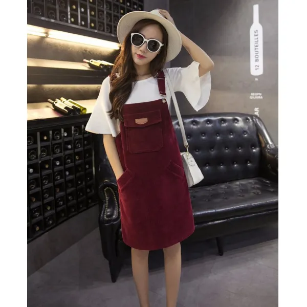가심비 여성 코듀로이 서스펜더 니트 모직 미디 원피스 ga008n110318