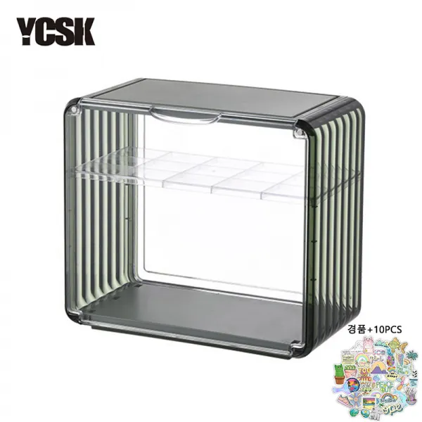 YCSK 핸드백 수납함 인형 전시함 명품 수납함 먼지와 곰팡이를 예방하다 2단 칸막이, 검푸른색
