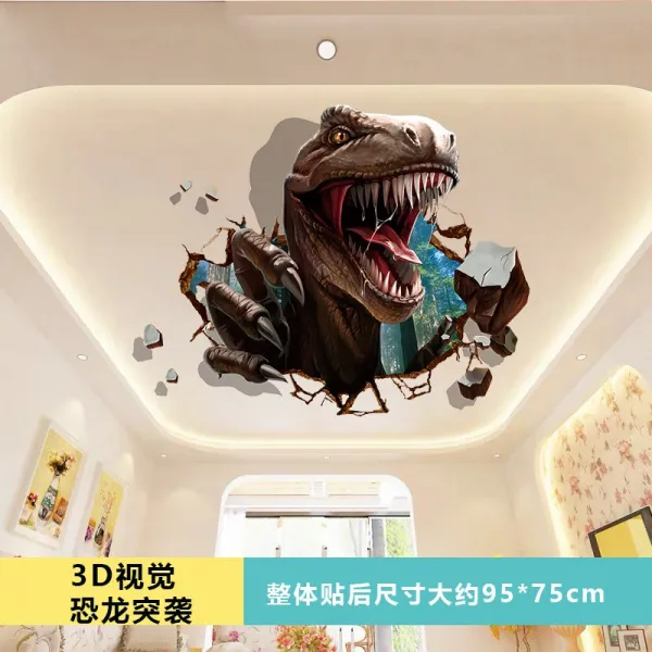 스티커 침실 거실 룸 천장 벽에붙이는 천장형 아이디어 어린이방 장식품 형 그림, T11-3D시각 공룡 급습, C01-특대형