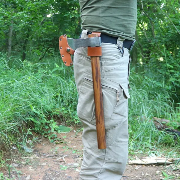 Bushcraft 캠핑 도끼 거꾸로 쐐기 십자 유압 장작쪼개기 대장간 날 패기 캠핑용 손도끼, Warrior Wild-가죽 케이스-AXE케이스