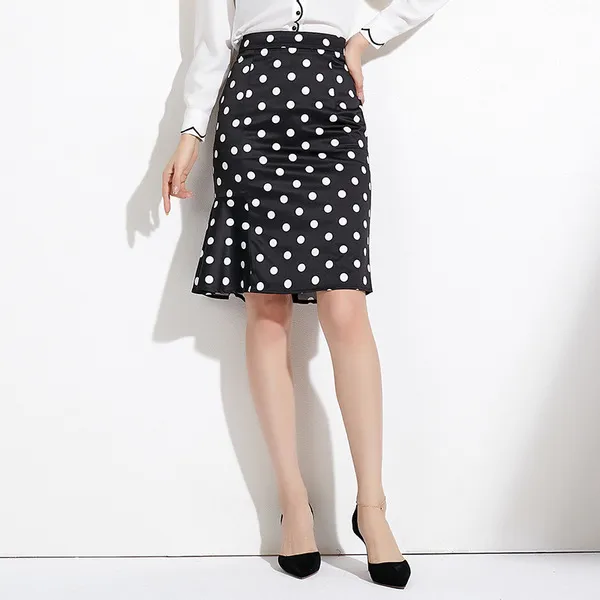 웨일테일 매드홍 여성 러블리 웨이브 슬림 도트 힙 스커트 치마