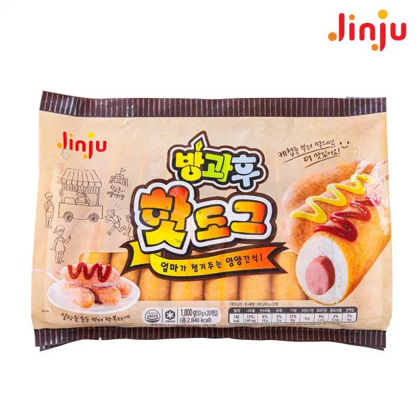진주 방과후 핫도그 1kg 2개입 식품 > 냉장/냉동식품 냉장냉동 간편조리 피자/핫도그/튀김, 1