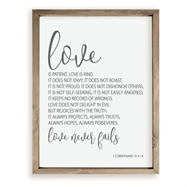 NMT 고린도 전서 13 장 사랑은 참을성이다 사랑은 친절하다 Wood Farmhouse Wall Sign 12x15 - P0013084GWHZR17, 기본