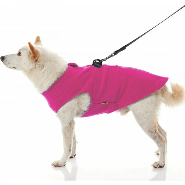 Gooby Zip Up Fleece Dog Vest-Pink Medium-Step-in Dog Jacket with Zipper Closure and Leash Ring-Winter Small Dog Sweat, 단일옵션