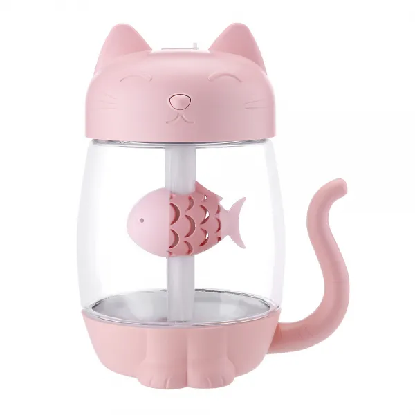 고양이 3in1 USB 사무실 자가용차 재 미니 야간등 물이부족 전원 차단, 핑크