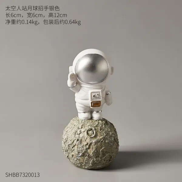 인테리어소품 일본스타일 치유 장식품 침실 장식 미시적 세계 물품 용품귀여운 테이블위 촬영 소품 우주인, T03-M67-우주인 서 달 손짓하는 은색