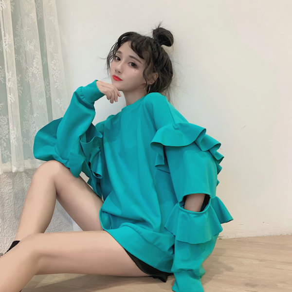 퀸앤조이 소매트임 프릴프릴 맨투맨