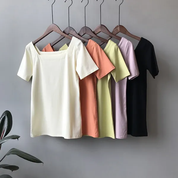  제로의옷장 여성티셔츠 스퀘어 넥 슬림티 Bg0604s09