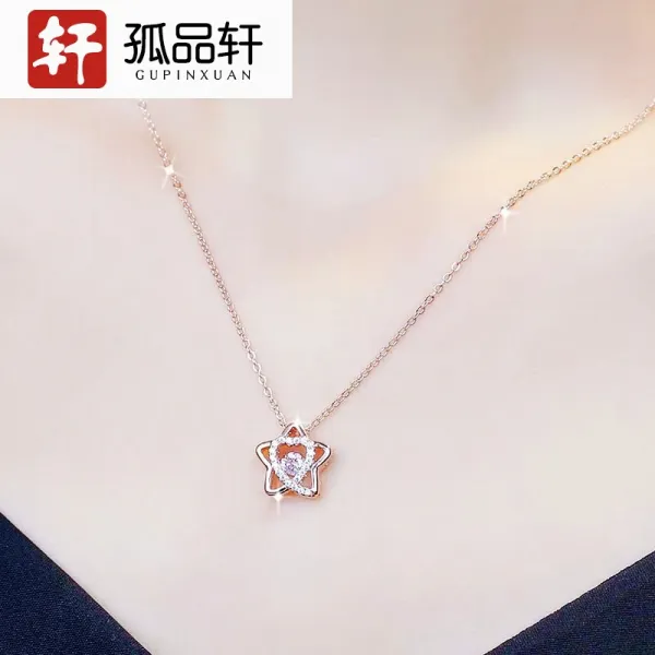 가이아글로벌 순은목걸이 창문이 있는 외로운 제품 심플 쇄골 여성 로즈 김 복권 당첨금 실버 민첩 상감 라이크