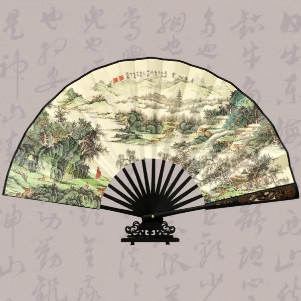 서 부채부채 접부채 고풍 중 국풍 조각 펀칭 남 패기 견포 부채 복 고전 한복, 컬러 슈펑 들다 구름 투조판