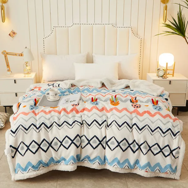 (관부가세포함) 무릎담요 Flannel blanket quilt winter cashmere double thick coral carpet sub-quarters of children nap bla-626955997222, 반달 단순성100x150cm (밀크 벨벳 + 램 벨벳