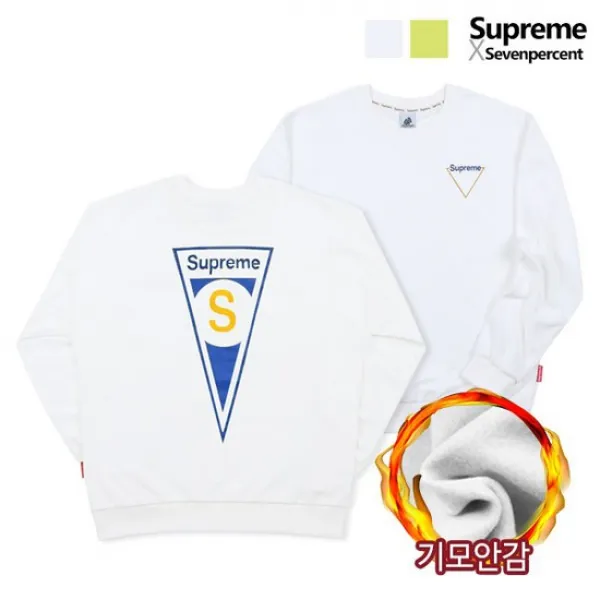 [세븐퍼센트x슈프림] 기모 오버핏맨투맨 삼각슈프림